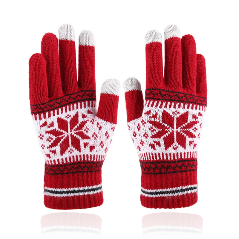 Gloves Mobile Phone 3 Fingers Touch Screen Gloves Smart Warm Knitted Acrylic Gloves With Custom Jacquard Logo