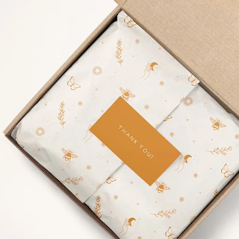Печатная белая подарочная бумага для упаковки одежды, обуви, 17 г/м2, Цветочная оберточная бумага с логотипом на заказ