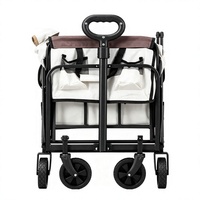 Chariot de camping pliable OEM ODM avec roues de 5 pouces, conception extensible à l'arrière, poignée de traction réglable, pour le shopping, le camping en plein air, vente en gros