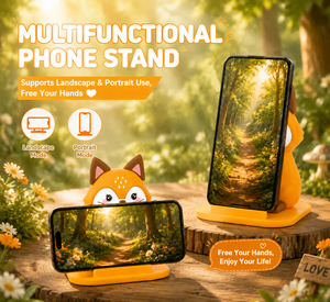 Accesorios de Oficina, Soporte para Teléfono con Diseño de Zorro, Decoración de Escritorio, Accesorios para el Hogar y la Oficina, Soporte Kawaii para Teléfono Móvil con Forma de Animal - Product Image 3