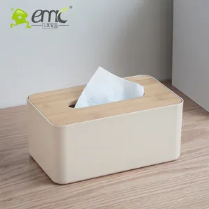 Бамбуковая крышка, высокое качество, квадратная форма, полипропиленовая пластиковая коробка для салфеток