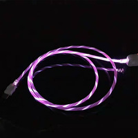 Kabel Data USB isi daya cepat, kabel Data USB 1m dengan lampu LED, kabel Streamer pengisian daya Cepat