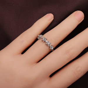 <b>Crystal</b> <b>Rings</b> Set Women's 925 Silver Rhodium Plated Cocktail <b>Ring</b> Bohemia Wedding Jewelry Star Pattern Pave Setting - Product Image 3