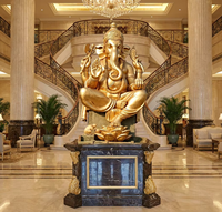 Statue de Ganesha à quatre bras en bronze coulé, style religieux antique, dimension personnalisable, pour temple ou salle.