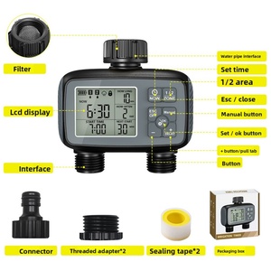 2 Zone Digital Water <b>Timer</b> Large Screen Programmable Automatic Irrigation Valve <b>Timer</b> Outdoor Garden Hose Water Controller - Product Image 5