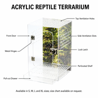 Terrarium en acrylique YAOYUE pour reptiles avec tiroir coulissant, boîte d'élevage verticale transparente pour gecko et lézard, 20x20x32cm