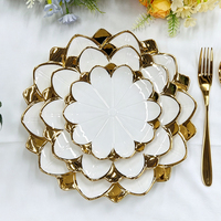 Noordse witte keramische ovale dinerbord met gouden rand, porseleinen serveerschaal, huishoudelijk fruit- en dessertbord, voedselveilig.