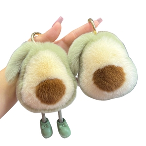 Soft Kawaii Green Avocado Ball Car Keychain Cute Plush Avocado Doll Pendant Stuffed Plush Toys Fruit Key Chains Bag Ornaments