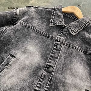 Nouvelle mode de <span class=keywords><strong>veste</strong></span> <span class=keywords><strong>en</strong></span> <span class=keywords><strong>jean</strong></span> pour femmes, manches longues, bouton ample, revers court, sauvage, décontractée, <span class=keywords><strong>veste</strong></span> <span class=keywords><strong>en</strong></span> <span class=keywords><strong>jean</strong></span> noire décolorée au soleil - Product Image 3