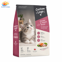 Sachet d'emballage personnalisé en PE robuste, imprimé, avec fermeture éclair, pour aliments pour animaux de compagnie, croquettes pour chats, fournitures pour marques d'animaux.