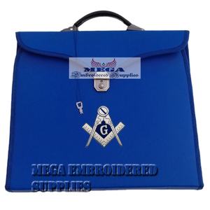 Estuches para Mandiles Masónicos Personalizables de Cuero y Terciopelo con Cinta, Bordados con Compás y Escuadra Masónicos - Product Image 1