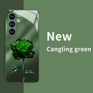 Nuova Cover per Cellulare in Vetro Temperato e TPU con Stampa Floreale <span class=keywords><strong>Verde</strong></span> Rosa per Samsung Galaxy S8 S9 S10 S20 S21 <span class=keywords><strong>S22</strong></span> S23 S24 S25 S26 - Product Image 2