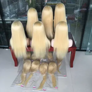 Peruca sem cola brasileira natural transparente, hd renda 613 frontal, atacado longa cor leve cabelo humano loiro para mulheres negras