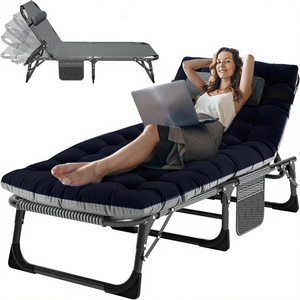 Lit pliant simple, lit de sieste de bureau, chaise inclinable portable, lit d'appoint pour hôpital, lit de camping, tissu Oxford 800D, tube métallique, robuste - Product Image 1