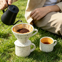 Ensemble de filtre à café V60 en céramique fait main avec glaçure dégradée et tasse à café pour usage domestique