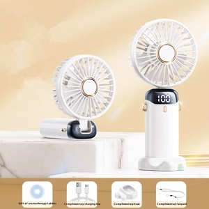 Открытый мини-персональный портативный USB цифровой дисплей перезаряжаемый аккумулятор небольшой складной настольный вентилятор с подставкой - Product Image 2