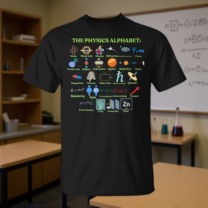 Camiseta con diseño del alfabeto de la física para hombre, camiseta gráfica negra, regalo educativo para estudiantes y profesores - Product Image 3