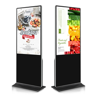 Panel LCD IPS Edge-Lit LED Backlight, Layar Totem Indoor 32-86 Inch untuk Pemutar Video Iklan Komersial dengan CMS Gratis