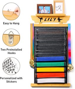 Support mural en bois massif pour l'affichage des ceintures de karaté judo jiu-jitsu <span class=keywords><strong>ninjutsu</strong></span> bricolage support d'équipement d'arts martiaux - Product Image 6
