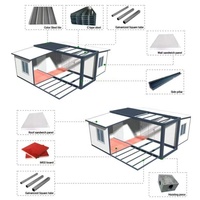 Garage mobile pliable en acier de 20 pieds (Maison préfabriquée en acier) avec 2 chambres, design contemporain, toilettes respirantes incluses, appartement