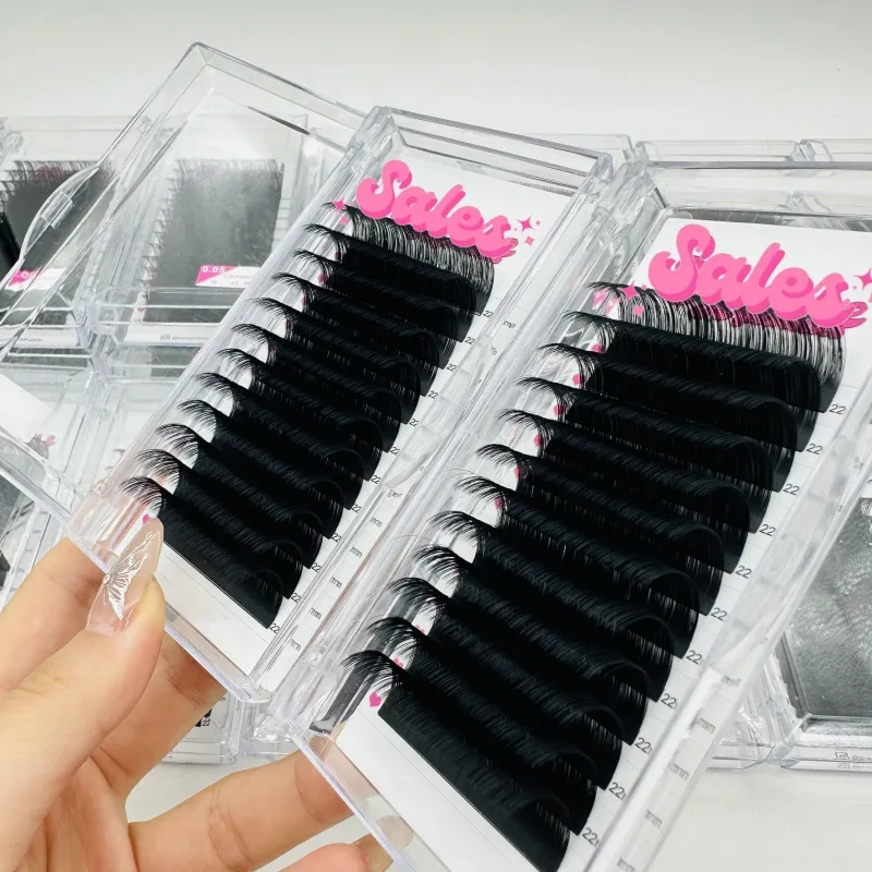 Matte black 0.03 cashmere volume korean lash trays wholesale korean classic individual eyelashes extensions