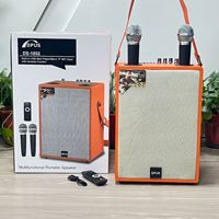 Nouveau DS-1852 Microphone portable double avec boîtier en bois de 8 pouces pour haut-parleur 5.3 avec sortie 20W, batterie intégrée et fonction karaoké