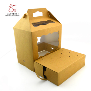 Custom 12 Inch Kraft Tall Cake Box Cupcake Box With Window 6 12 24 Hole Individual Muffin Paper Cup Cake Box