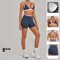 Ensemble de yoga 2 pièces pour femme, motif à pois contrastés, ourlet détachable, séchage rapide, Spandex/Nylon, tenue de sport moulante pour la course et le fitness
