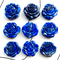 Figurine de fleur de rose en lapis-lazuli sculptée à la main, pierre précieuse bleue naturelle, décoration de bureau et de maison, vente en gros