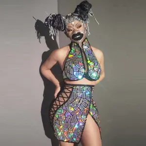 Saia lantejoulas saia e saia sexy, fantasia de carnaval feminina, saia frisada de praia com fenda, nova, 2022