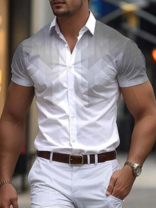 Camisa informal estampada de manga corta para hombre, con botones, para vacaciones de verano, ropa de playa - Product Image 2