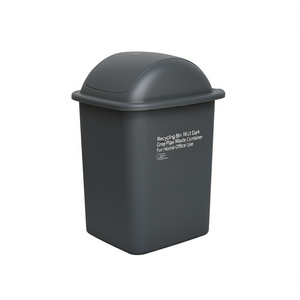 Contenedor de reciclaje de 18 litros, gris oscuro, de plástico, para uso doméstico y de oficina. - Product Image 3