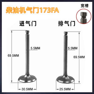 173178186188/192FA Válvulas de Admisión y Escape y Taqués de Válvulas para Mini-Cultivadora Diésel Refrigerada por Aire y Generador - Product Image 4