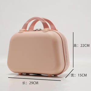 Boîte de rangement cosmétique de qualité supérieure 29x15x22cm avec fermeture éclair et roulettes pour le voyage, organiseur de maquillage, couleur unie, matériau ABS PC - Product Image 1