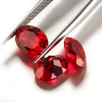 Starsgem Rubis synthétique de laboratoire de forme ovale, couleur sang de pigeon, pierre précieuse en vrac pour la fabrication de bijoux