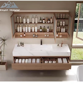 Mueble de Baño de Lujo con Doble Lavabo, Encimera de Piedra Sinterizada con Certificación CE y Cuerpo de Madera Maciza Impermeable de Grado E1 - Product Image 6