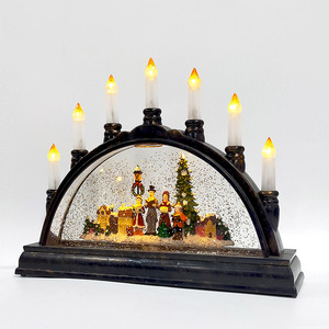 Decorazioni Natalizie Scena della Sacra Famiglia in Resina Lanterna con Acqua Vorticosa Illuminata a LED Bianco Caldo con Candela LED - Product Image 5