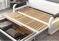 Canapé-lit moderne en tissu pliable en bois Salon Multifonctionnel Trois places