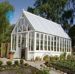 Jardín al aire libre personalizado decoración de patio de gran tamaño Sunroom casa verde blanco hierro forjado Gazebo Pavilion