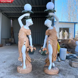 Scultura della statua della signora greca di marmo della decorazione all'aperto del giardino di benvenuto con luce