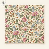 Tissu en voile de coton floral LNS Garden Roselets, popeline, 75 GSM, coton léger tissé pour robes et chemisiers