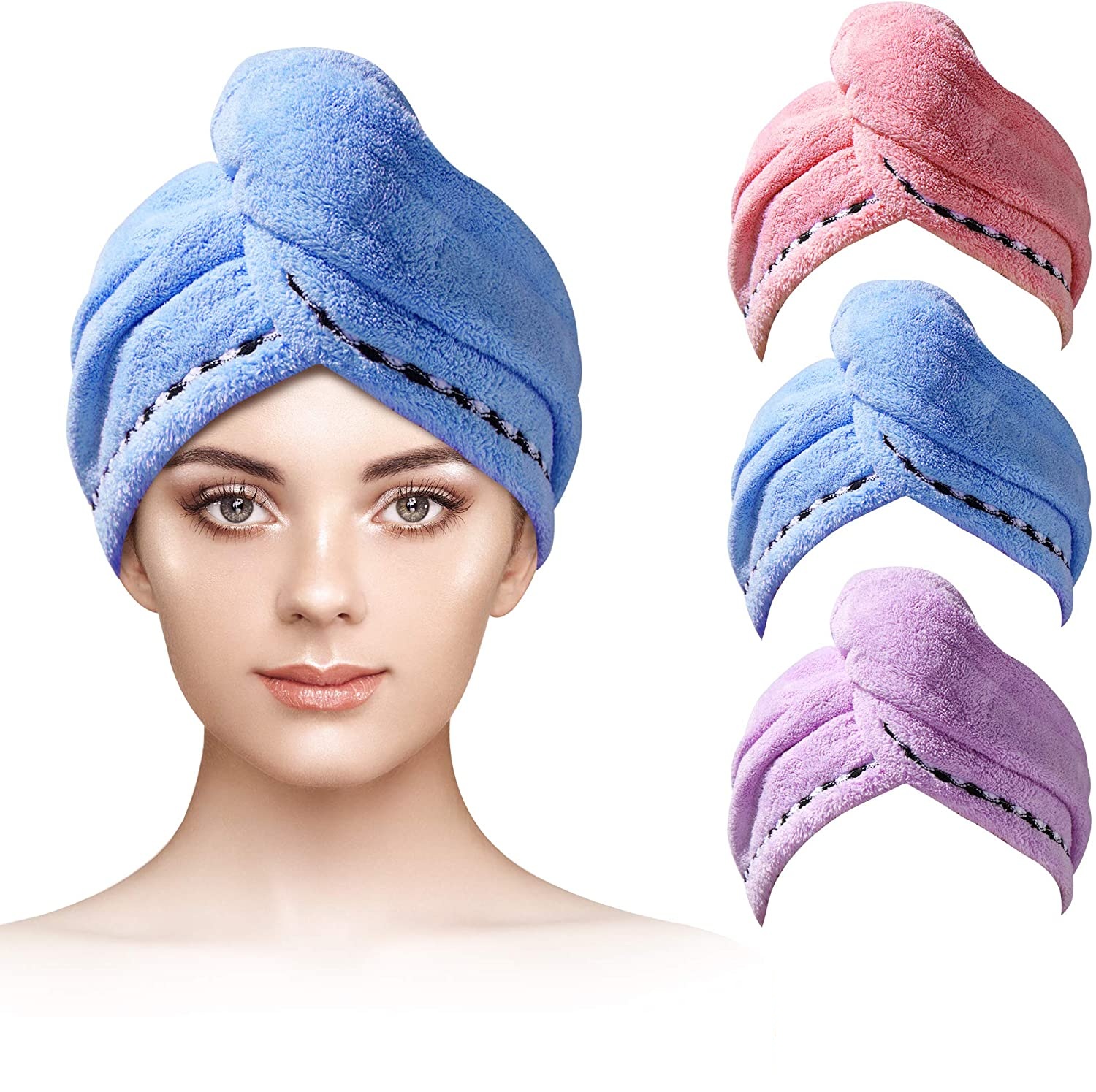 Абсорбирующее быстросохнущее полотенце для волос, японское и южнокорейское полотенце из микрофибры с мультяшными кроличьими ушками