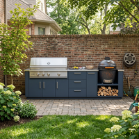 Îlot de cuisine de jardin directement de l'usine avec armoire, barbecue, gril, personnalisé Hryley, en acier inoxydable 304, pour cuisine extérieure