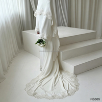 Robe de mariée musulmane modeste avec manches cape et poignets en dentelle, Abaya blanche, robe de soirée pour invitées de mariage à Dubaï