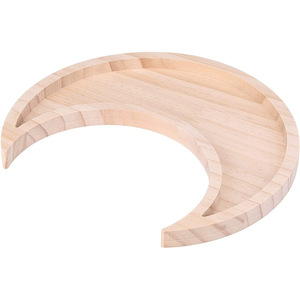 Plateau à bijoux en bois en forme de croissant, organisateur de rangement rond en bois massif pour pierres, cristaux, présentoir d'huiles essentielles - Product Image 5
