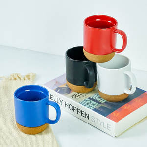 แก้วกาแฟเซรามิกเคลือบด้านพร้อมฐานไม้ก๊อกและฝาปิด สกรีนโลโก้ได้ - Product Image 2