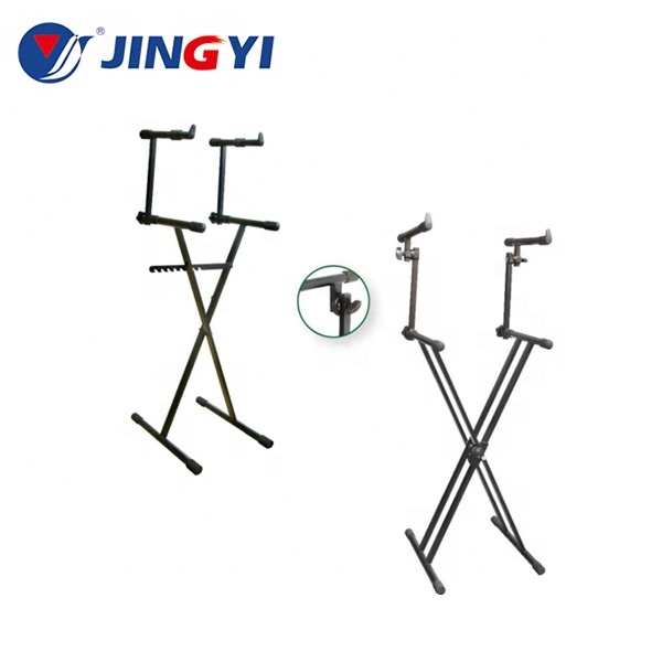 JINGYI K015 Black Iron Double Keyboard Stand for Pianists & Musicians Musical Instrument & Accessory