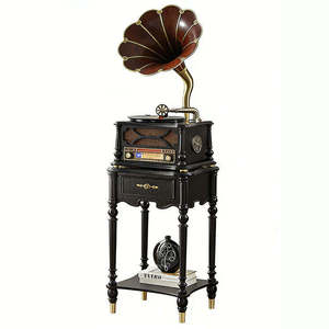 Système d'enceintes phonogrames vintage de luxe sur mesure, tout-en-un, avec radio FM, USB et support en bois pour la décoration audio à domicile - Product Image 2