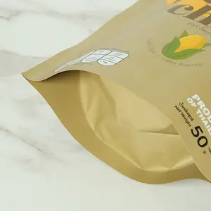 Prezzo di fabbrica sacchetto di imballaggio di noci per uso alimentare basso MOQ cerniera foglio di alluminio Banana Chips Snack Bag Stand Up Bag
