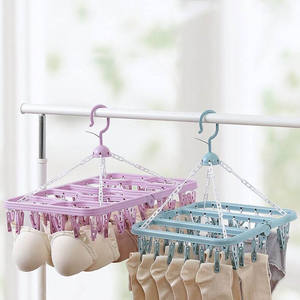 DS5208 Clip a goccia appendiabiti stendibiancheria per stendere calzini asciugamani per vestiti guanti appendiabiti in plastica con 32 Clip - Product Image 1